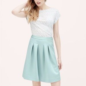 LOFT pleated A-line skirt in mint green / robins egg blue NEW NWT pockets! Sz 10
